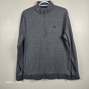 TravisMathew Men’s Quarter‑Zip Pullover – Medium – Charcoal Heather, Lightweight